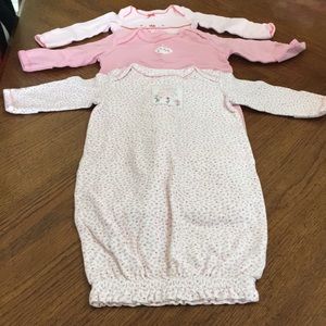 Bundle of three nightgowns/sleepers.  2 are 0-3
